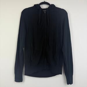 Banana Republic Womens Supima Cotton Full-Zip Knit Hooded Black Jacket Small